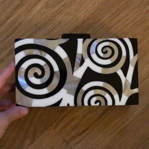 Sondra Roberts black and white resin clutch